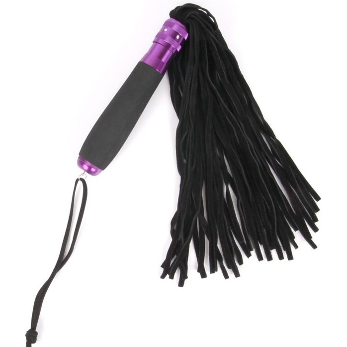 Черный флоггер с черно-фиолетовой металлической ручкой Notabu - 40 см - NOTABU