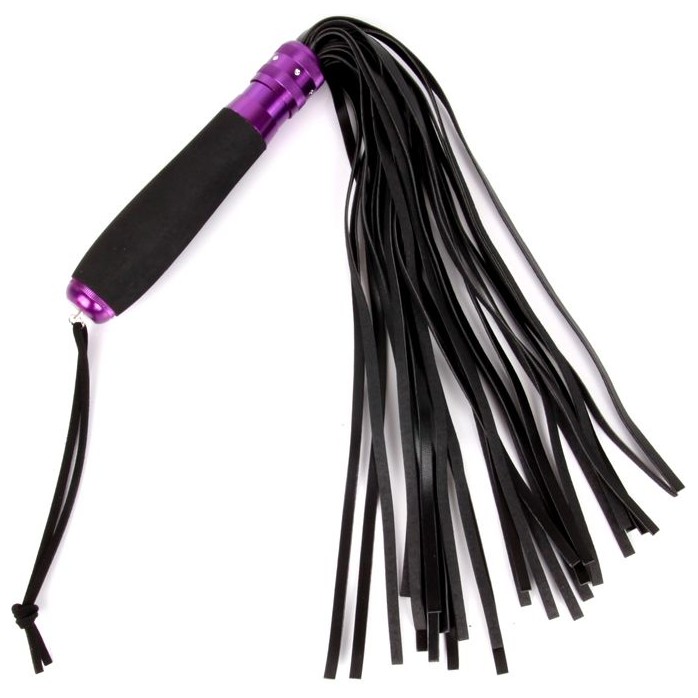 Черный флоггер с черно-фиолетовой металлической ручкой Notabu - 45 см - NOTABU