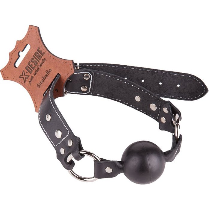 Кляп-шар на ремешках из натуральной кожи - BDSM accessories. Фотография 3.