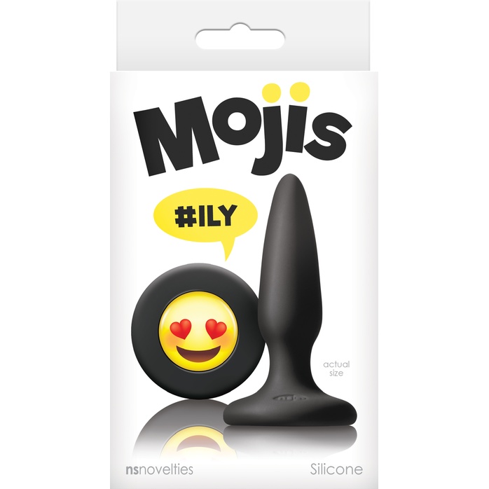 Черная силиконовая пробка Emoji Face ILY - 8,6 см - Mojis. Фотография 2.