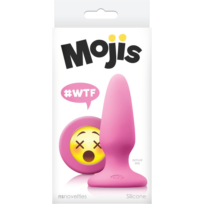 Розовая силиконовая пробка среднего размера Emoji WTF - 10,2 см. - Mojis. Фотография 2.