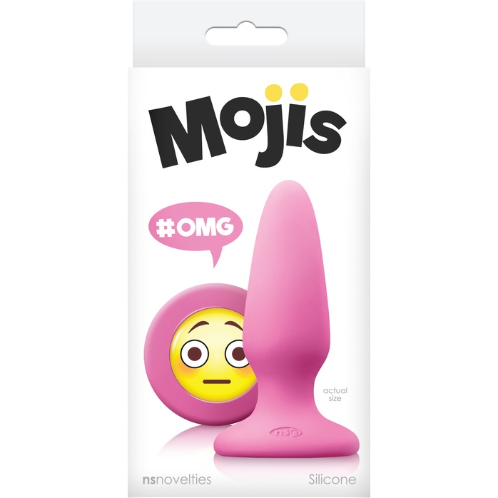 Розовая силиконовая пробка среднего размера Emoji OMG - 10,2 см - Mojis. Фотография 2.