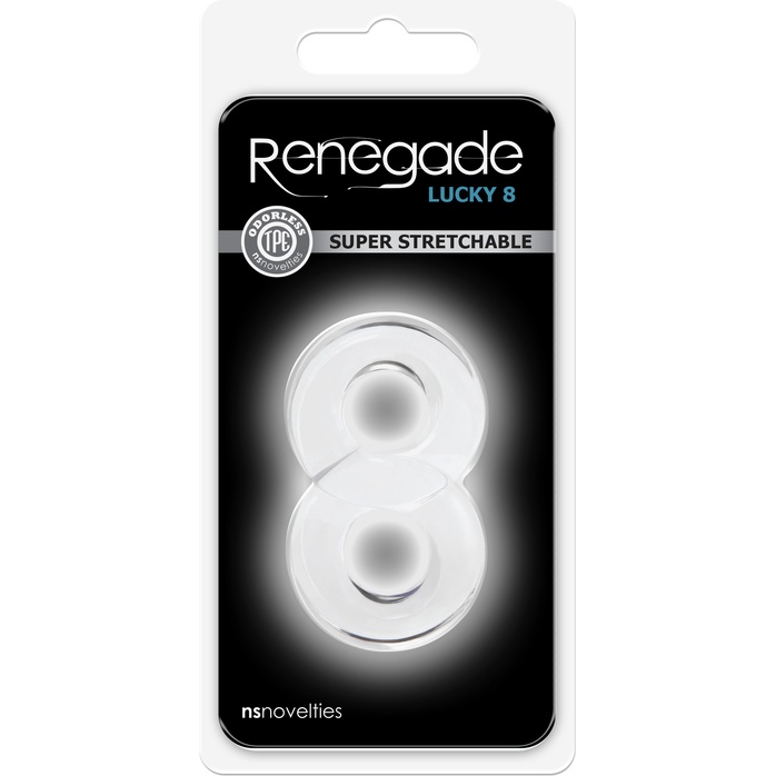 Прозрачное эрекционное кольцо с подхватом мошонки Lucky 8 - Renegade. Фотография 2.