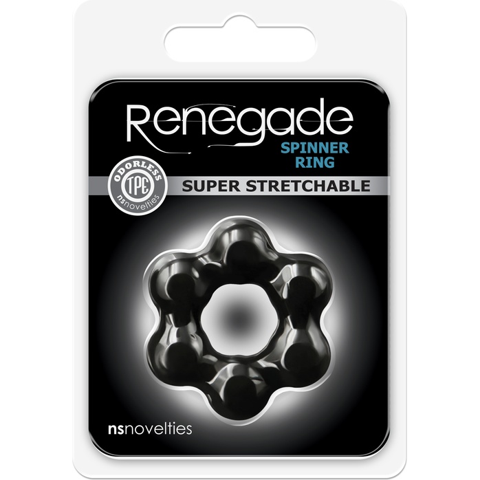 Черное эрекционное кольцо Spinner Ring - Renegade. Фотография 2.