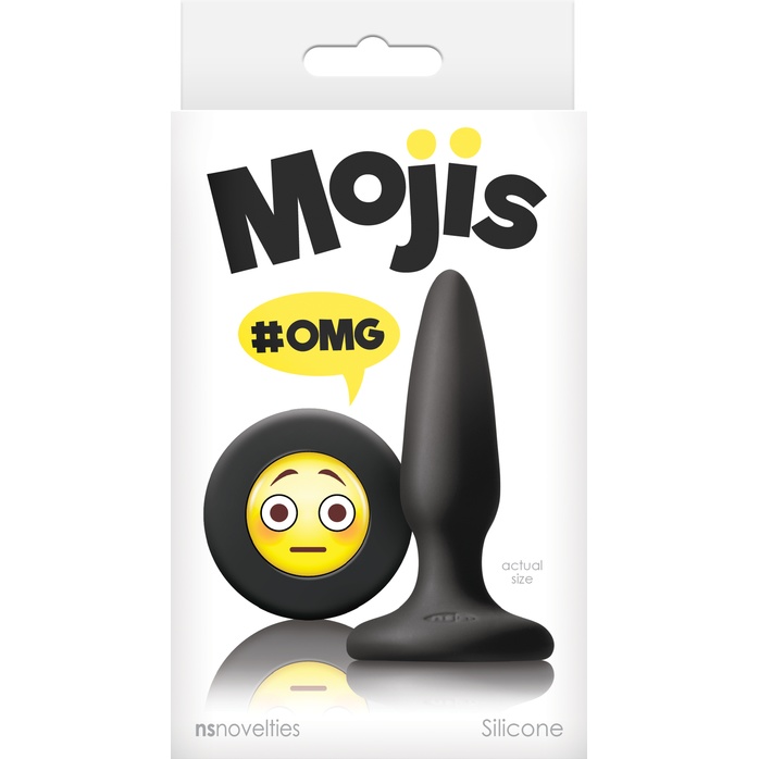 Черная силиконовая пробка Emoji OMG - 8,6 см - Mojis. Фотография 2.