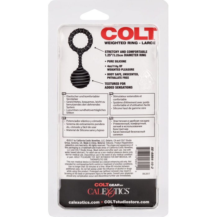 Черное эрекционное кольцо с утяжелителем Weighted Ring Large - Colt. Фотография 4.