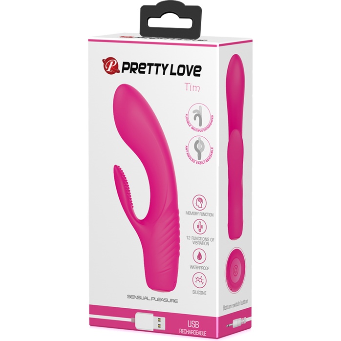 Розовый вибратор с клиторальным отростком Tim - 15,5 см - Pretty Love. Фотография 10.