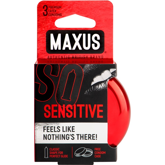 Ультратонкие презервативы в железном кейсе MAXUS Sensitive - 3 шт
