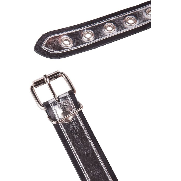 Кляп-шарик на серебристо-черных ремешках - BDSM accessories. Фотография 4.
