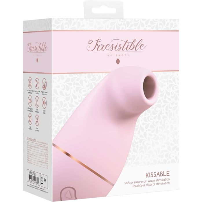 Розовый клиторальный вакуум-волновой массажер Irresistible Kissable. Фотография 6.