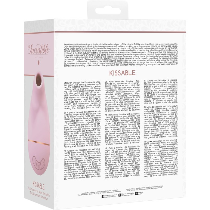 Розовый клиторальный вакуум-волновой массажер Irresistible Kissable. Фотография 7.