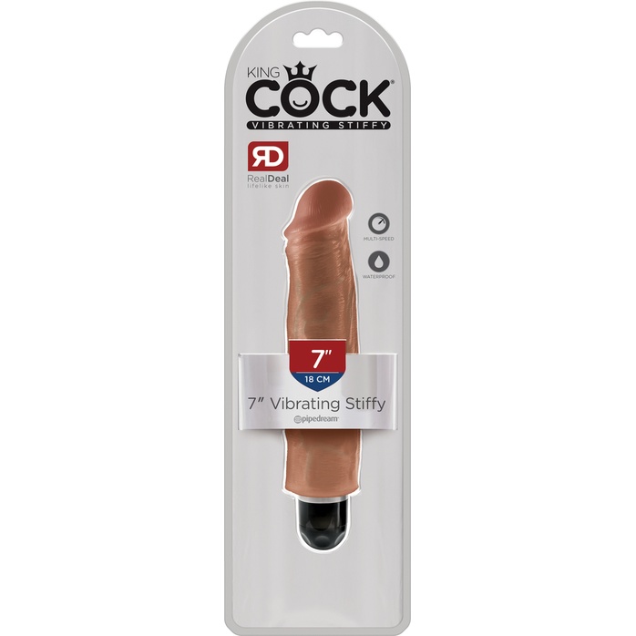 Кофейный вибратор-реалистик 7 Vibrating Stiffy - 21,6 см - King Cock. Фотография 2.