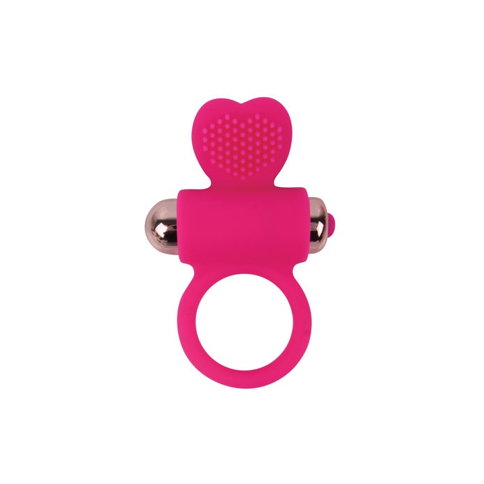 Розовое эрекционное виброкольцо с сердечком - SWEET TOYS