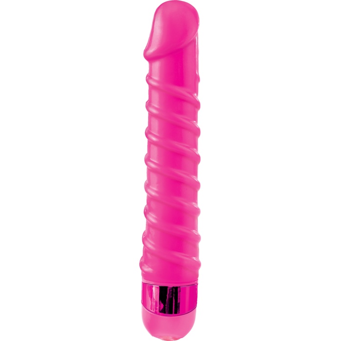 Розовый вибромассажер с винтовыми ребрышками Candy Twirl Massager - 16,5 см - Classix