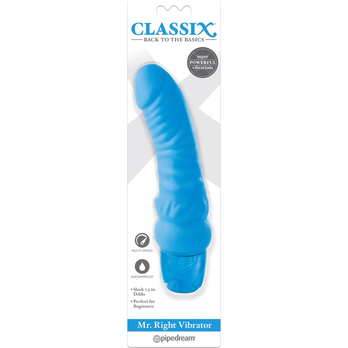 Голубой вибромассажер Classix Mr. Right Vibrator - 18,4 см - Classix. Фотография 2.