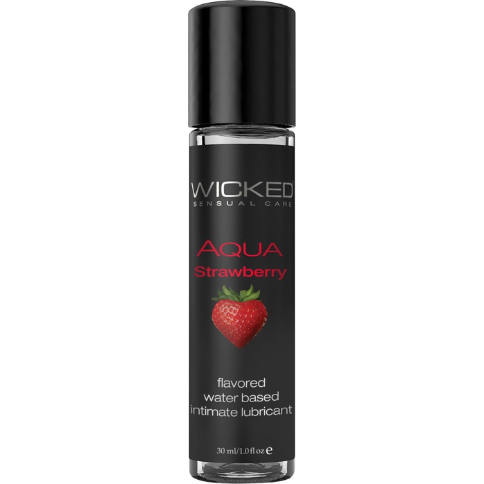 Лубрикант с ароматом клубники Wicked Aqua Strawberry - 30 мл