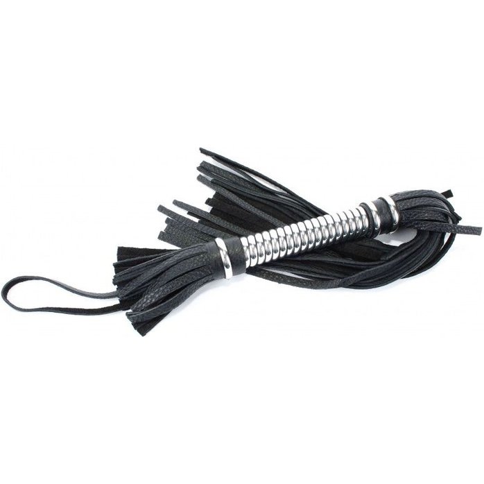 Черная плеть с серебристой ручкой - 45 см