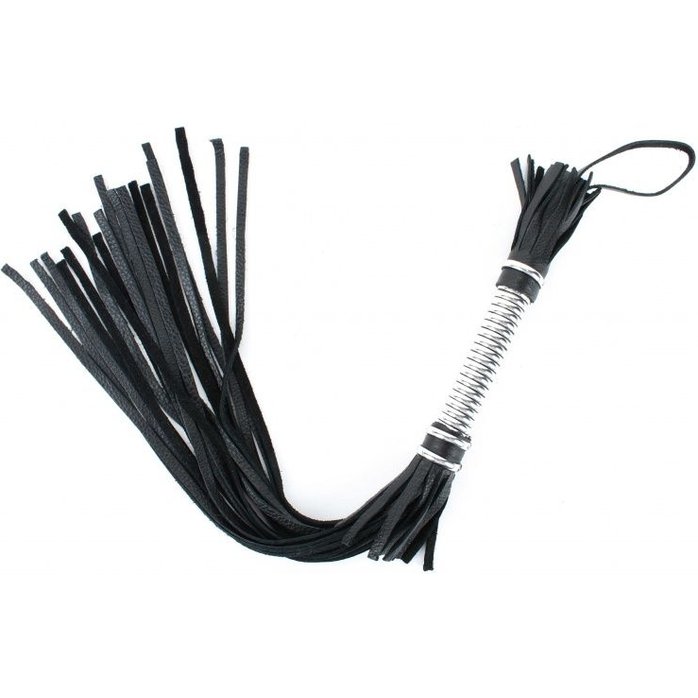 Черная длинная плеть с серебристой ручкой - 60 см. Фотография 5.