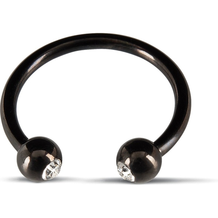 Черное металлическое кольцо под головку со стразами Glans Ring - You2Toys. Фотография 2.