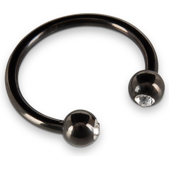 Черное металлическое кольцо под головку со стразами Glans Ring - You2Toys. Фотография 3.