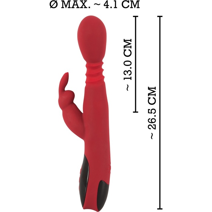 Красный вибромассажер с клиторальным отростком Rabbit Vibrator - 26,5 см - You2Toys. Фотография 6.