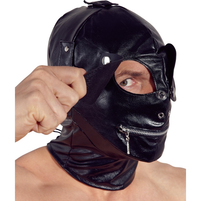 Маска на голову с отверстиями для глаз и рта Imitation Leather Mask - Fetish Collection. Фотография 2.