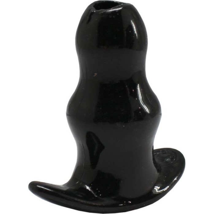 Черная анальная пробка с тоннелем - 9 см