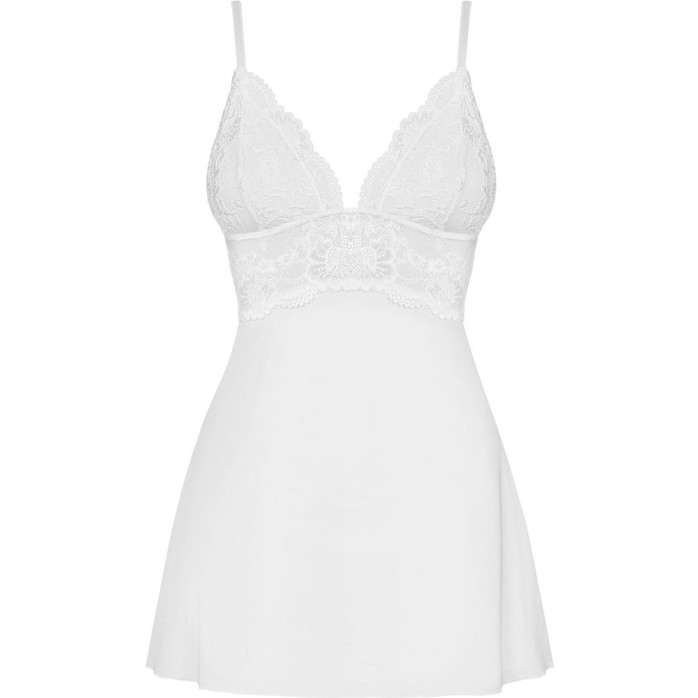 Коротенькая расклешенная сорочка с кружевным верхом на тоненьких бретелях - Sexy. Фотография 11.