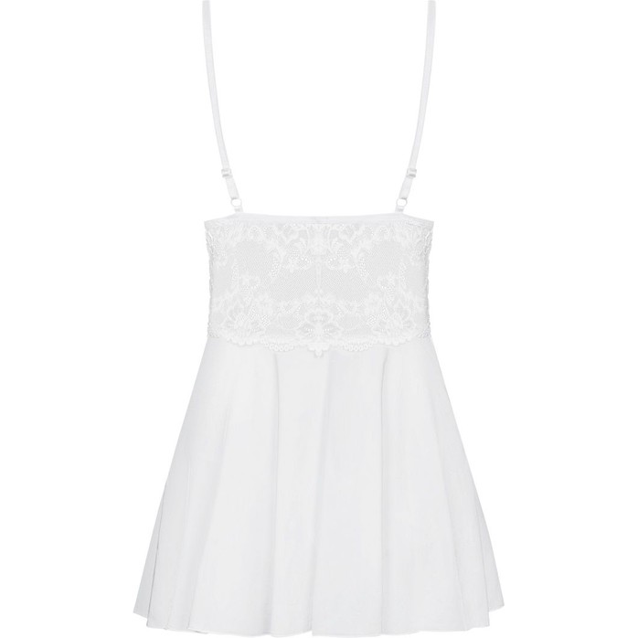 Коротенькая расклешенная сорочка с кружевным верхом на тоненьких бретелях - Sexy. Фотография 12.