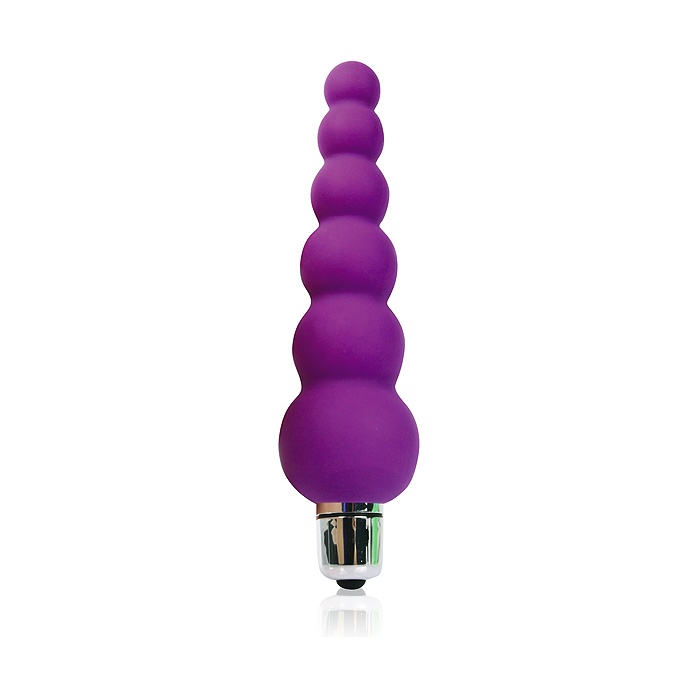 Фиолетовый анальный вибромассажер-елочка - 12 см