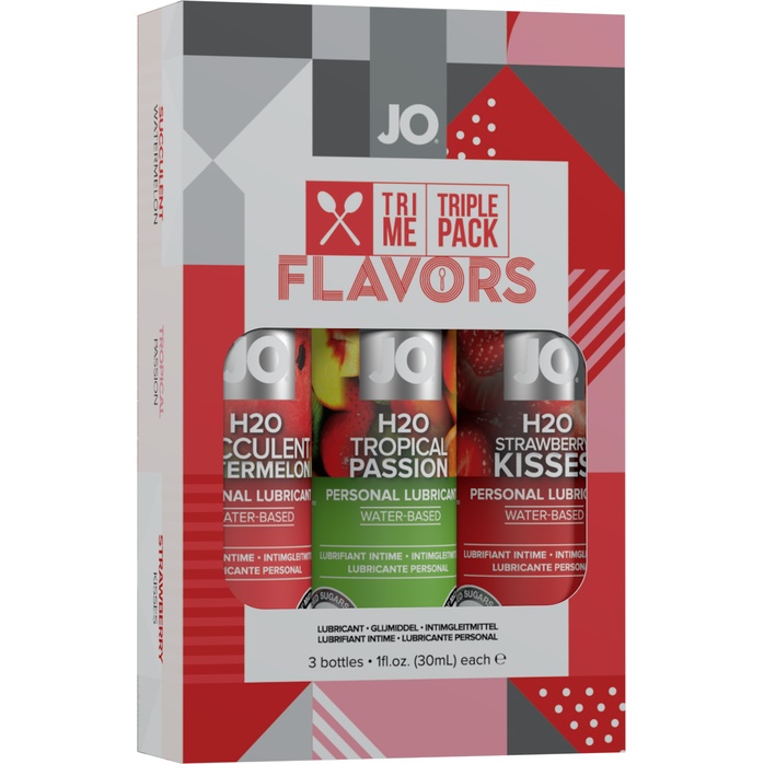 Подарочный набор ароматизированных лубрикантов Tri-Me Triple Pack Flavors - JO H2O Flavors