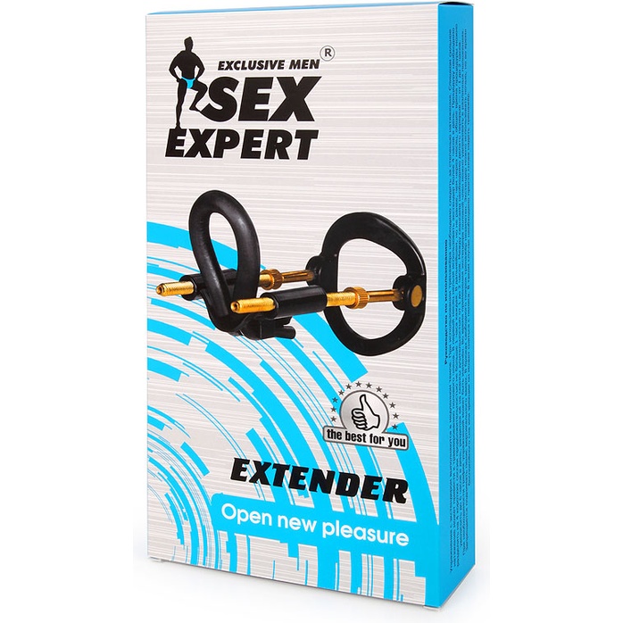 Черный экстендер-растяжитель пениса - SEX EXPERT. Фотография 3.