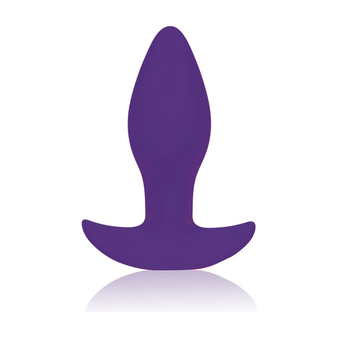 Фиолетовая коническая анальная вибровтулка с ограничителем - 8,5 см - SWEET TOYS
