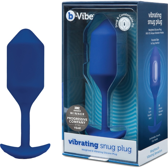Синяя пробка для ношения с вибрацией Snug Plug 4 - 14 см