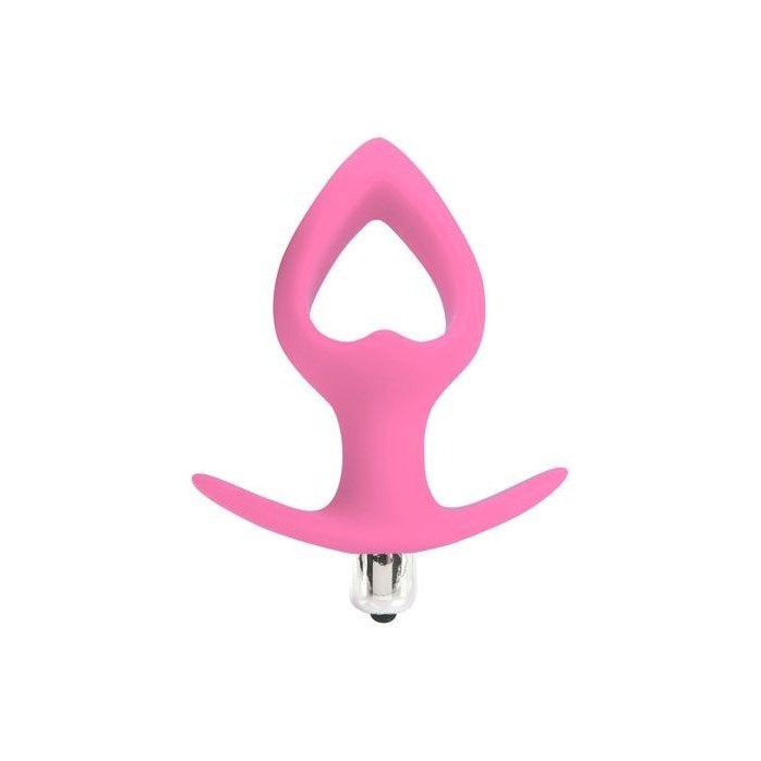 Розовая вибровтулка-сердечко с ограничителем - 10,5 см - SWEET TOYS