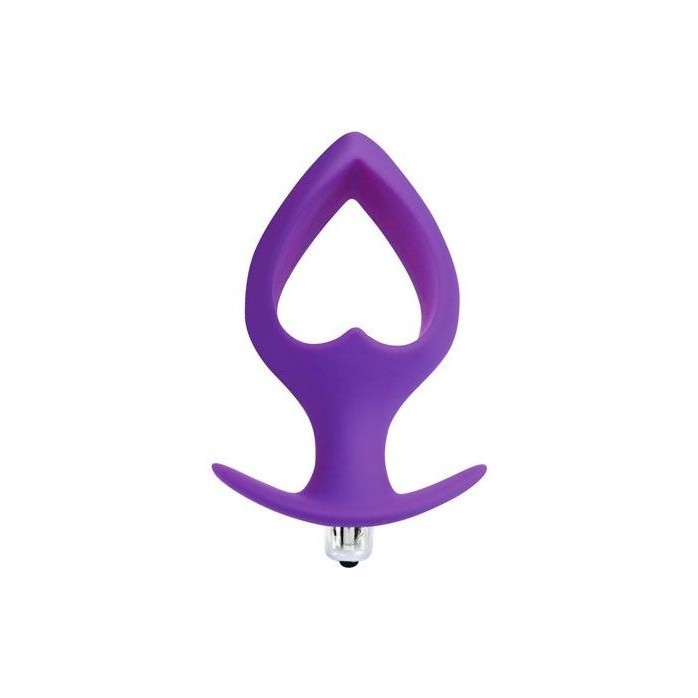 Фиолетовая анальная вибровтулка в форме сердечка - 14 см - SWEET TOYS