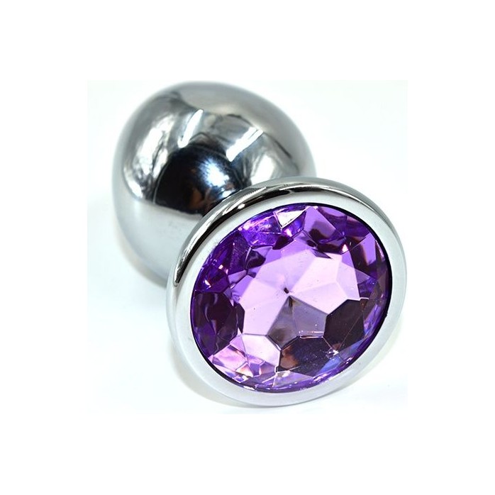 Серебристая анальная пробка из нержавеющей стали с фиолетовым кристаллом - 10 см - Kanikule anal plugs