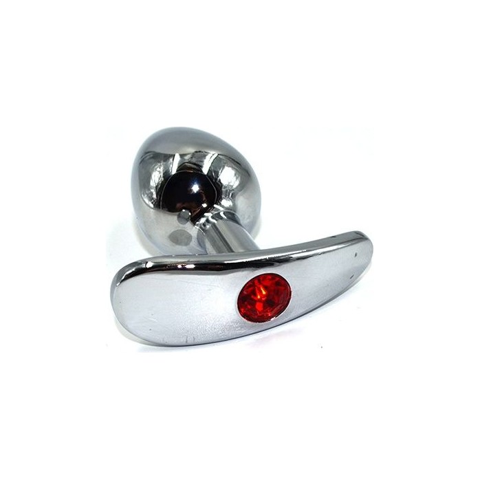 Серебристая анальная пробка для ношения из нержавеющей стали с красным кристаллом - 8 см. - Kanikule anal plugs