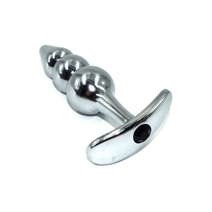 Серебристая пробка-елочка для ношения из нержавеющей стали с черным кристаллом - 11,7 см - Kanikule anal plugs