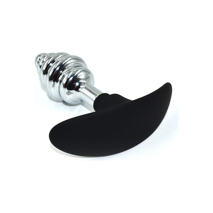 Серебристая пробка-елочка для ношения с силиконовым ограничителем - 10,3 см - Kanikule anal plugs