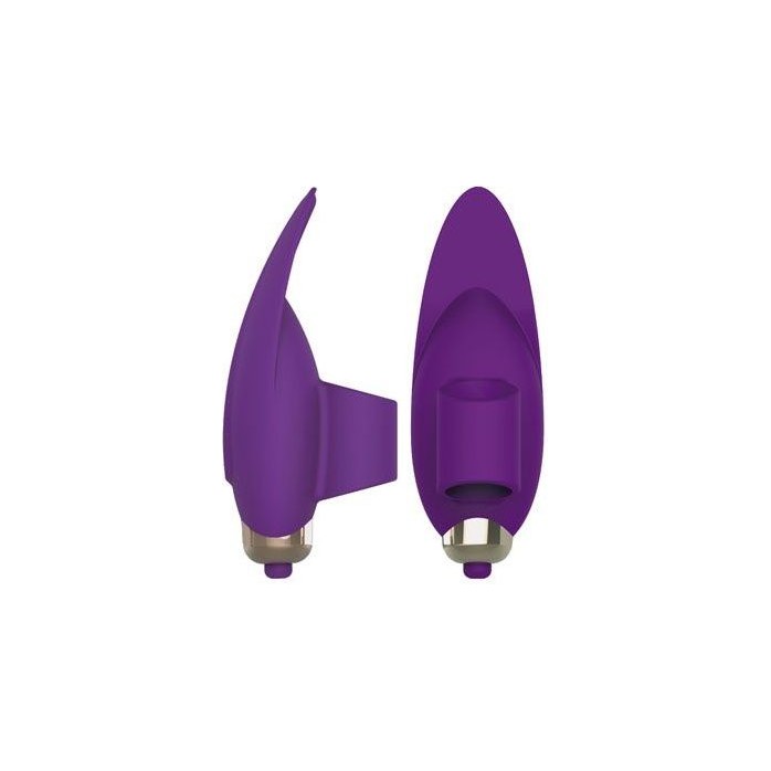 Фиолетовый вибростимулятор с петелькой под палец - 8 см - SWEET TOYS