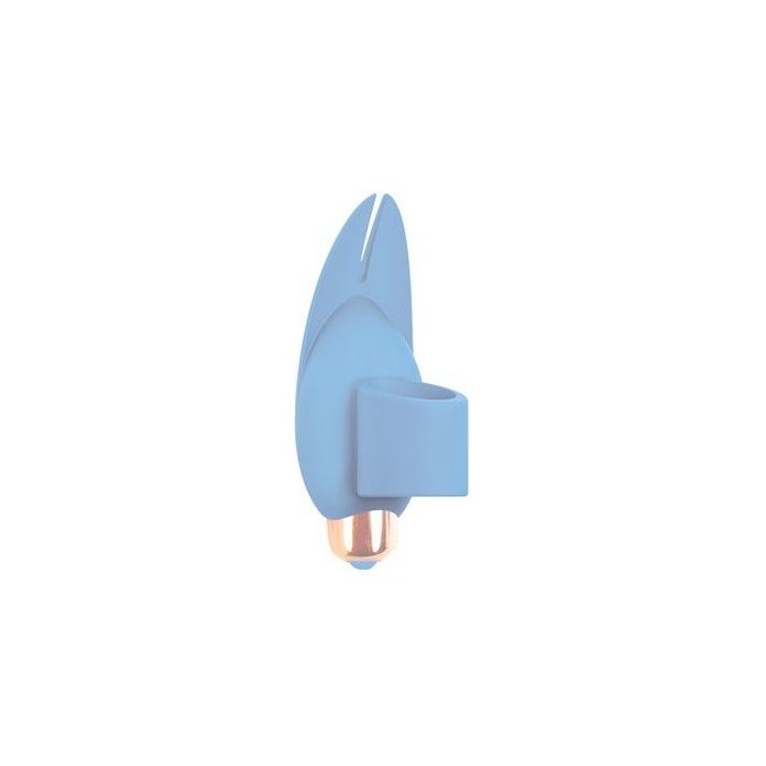 Голубой вибростимулятор с петелькой под палец - 8 см - SWEET TOYS