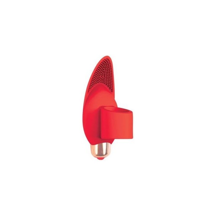 Красный вибростимулятор с петелькой под палец - 8 см - SWEET TOYS