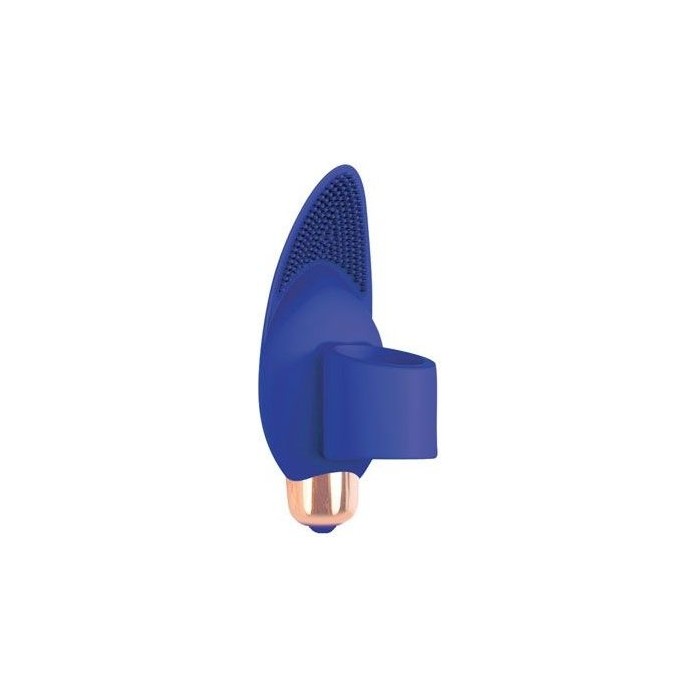 Синий вибростимулятор с петелькой под палец - 8 см - SWEET TOYS