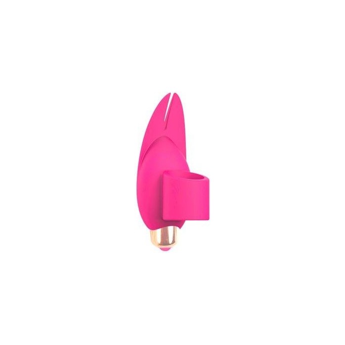 Розовый вибромассажер с петелькой под палец - 8 см - SWEET TOYS