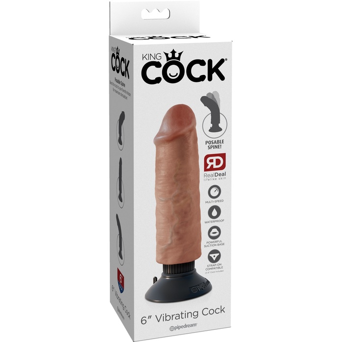 Вибромассажер-мулат 6 Vibrating Cock - 17,8 см - King Cock. Фотография 7.