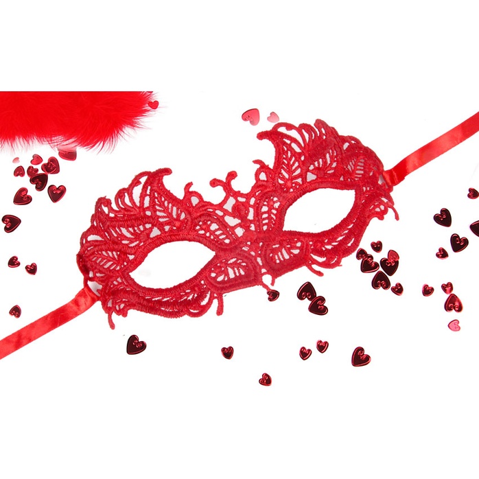 Красная ажурная текстильная маска Андреа - EROWOMAN-EROMAN