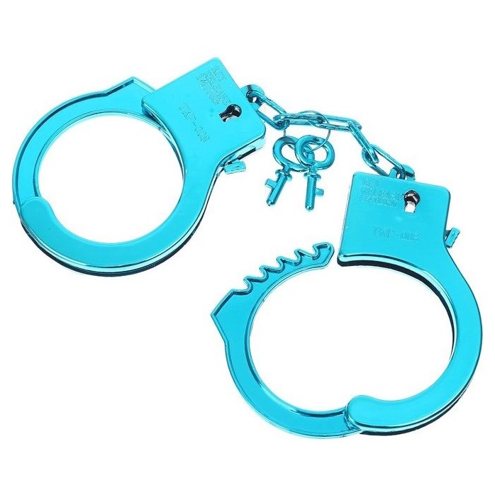 Голубые пластиковые наручники Блеск