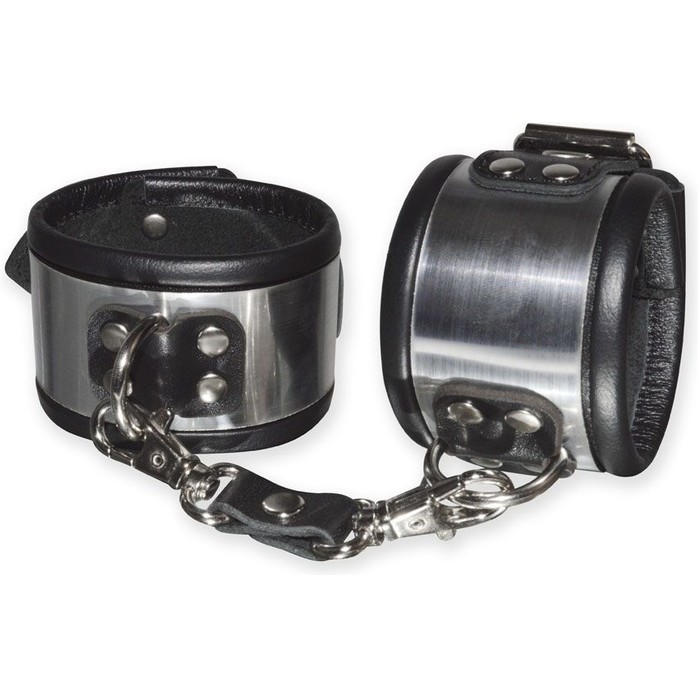 Эффектные серебристо-черные наручники с металлическим блеском - BDSM accessories