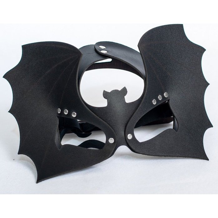 Черная кожаная маска на глаза Летучая мышь - BDSM accessories